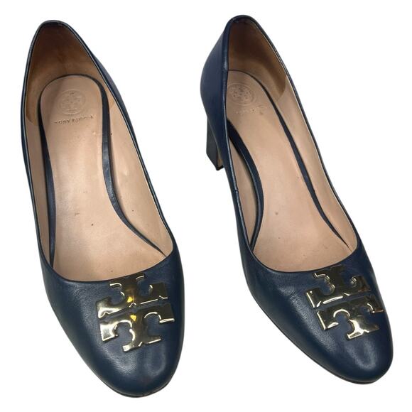 Tory Burch Women’s Janey Blue Leather Pump Size US 8.5 - Picture 5 of 13